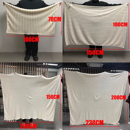 Cozy Up with Our 250GSM Striped Coral Fleece Throw Blanket - Perfect for Winter Naps and Home Decor